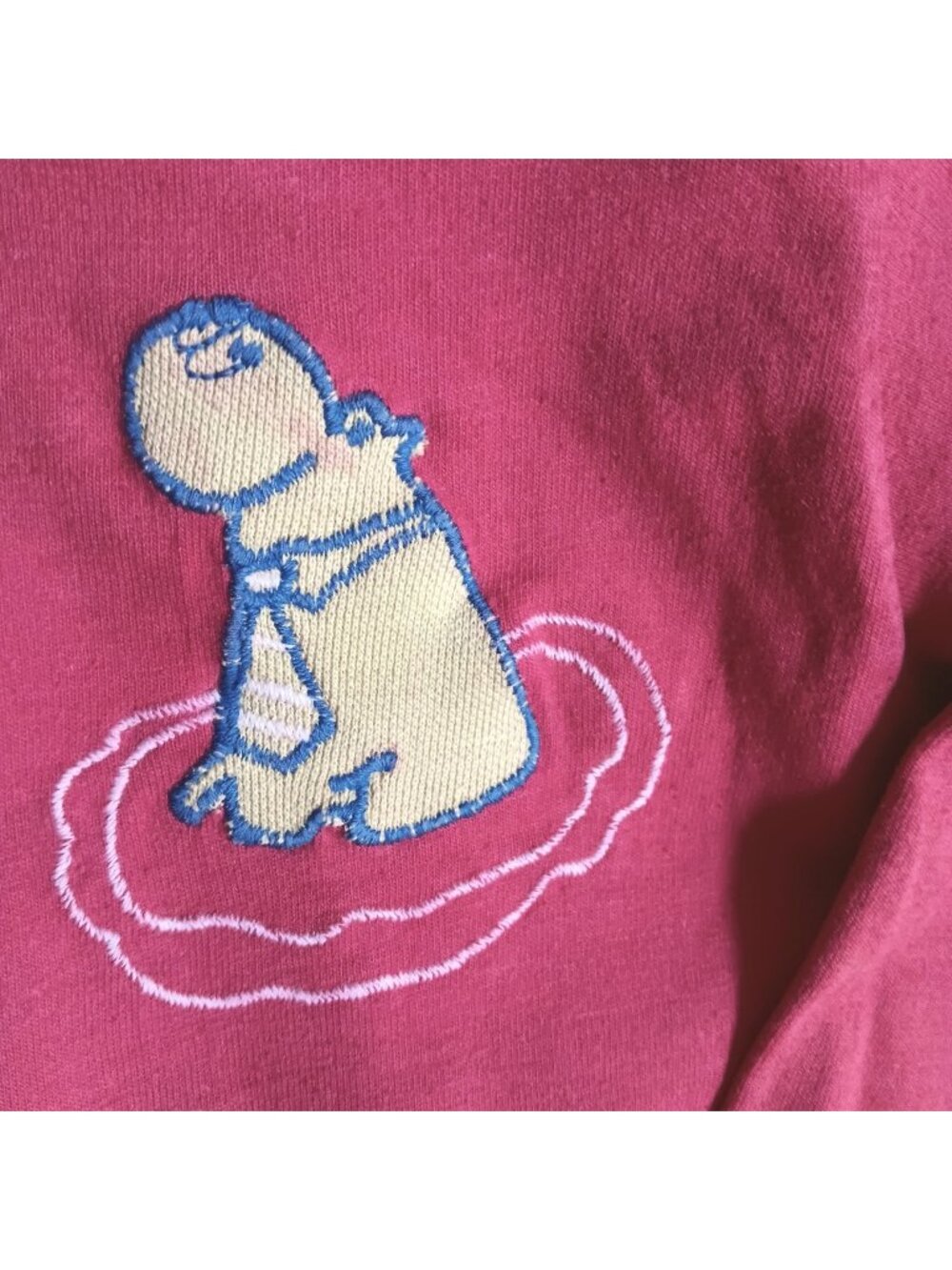 Boys 4T Vintage T-shirt Red Long-Sleeve Toddler Time Embroidered Hippo JC Penney